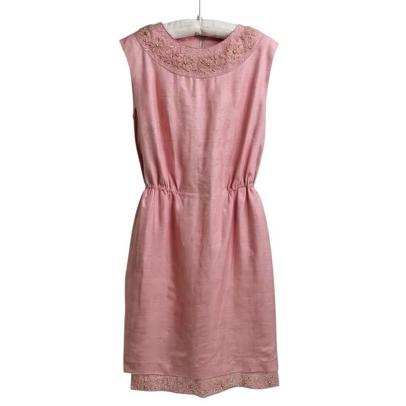 Vintage Hand-Beaded Pink Silk Cocktail Dress | Custom Couture Formal | MCM | - Picture 8 of 16